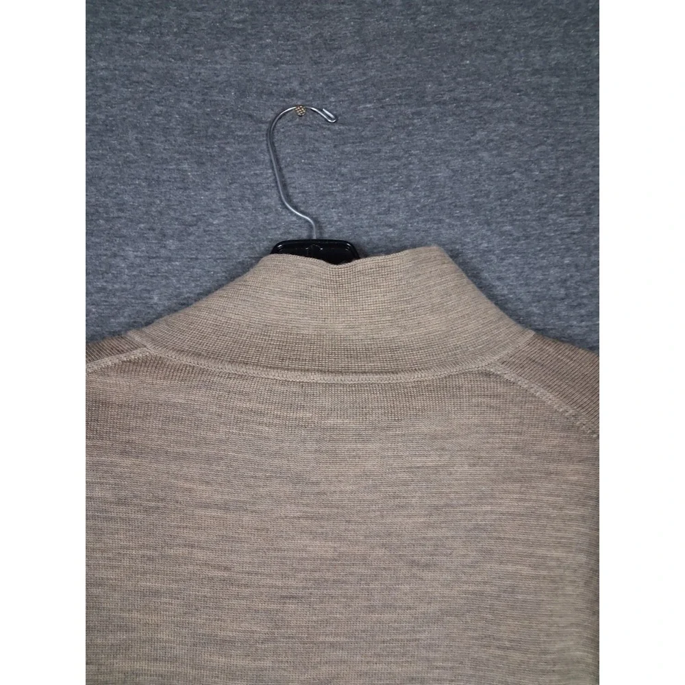 Fairway Greene Mens Sweater L Brown 1/4 Zip 100% Wool Lined Bandon Dunes Golf